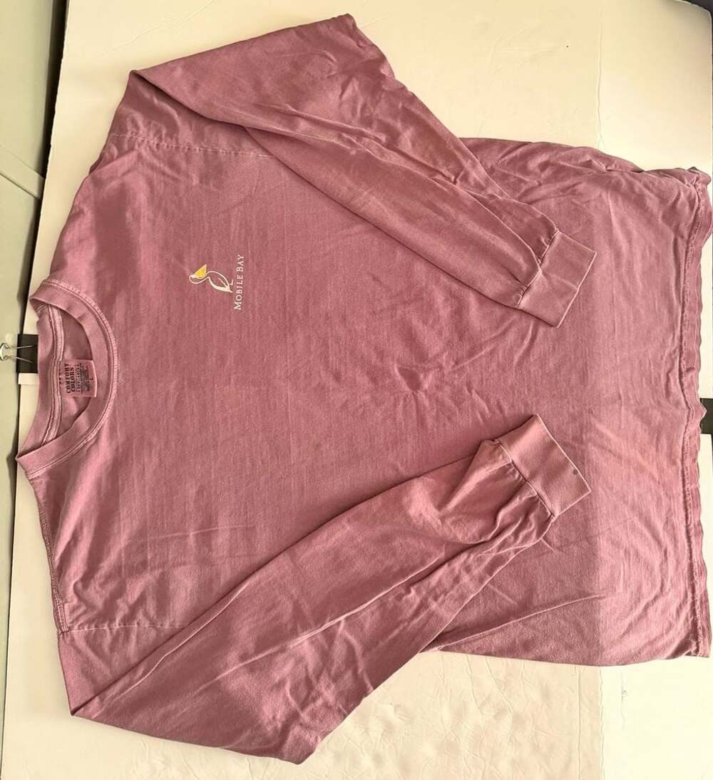 Comfort Colors Mobile Bay Pelican Logo Long Sleeve T-Shirt Dusty Rose Size L